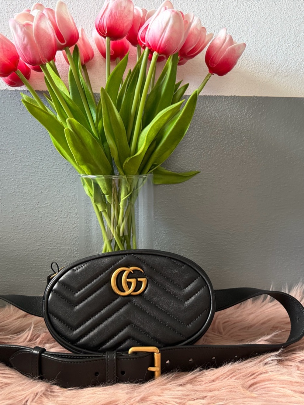 Authentic Gucci Belt/Waist Bag with Gold Hardware